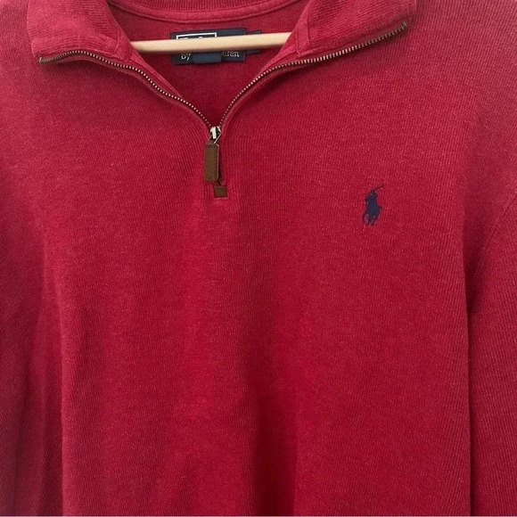 Polo Ralph Lauren Half-Zip Long Sleeve Red Knit Pullover XL - Picture 2 of 6